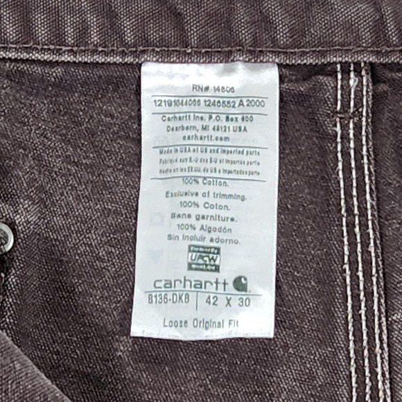 Vintage Carhartt Pants Mens 38x30 Brown B136 Double Knee Loose Fit Carpenter - Picture 10 of 14